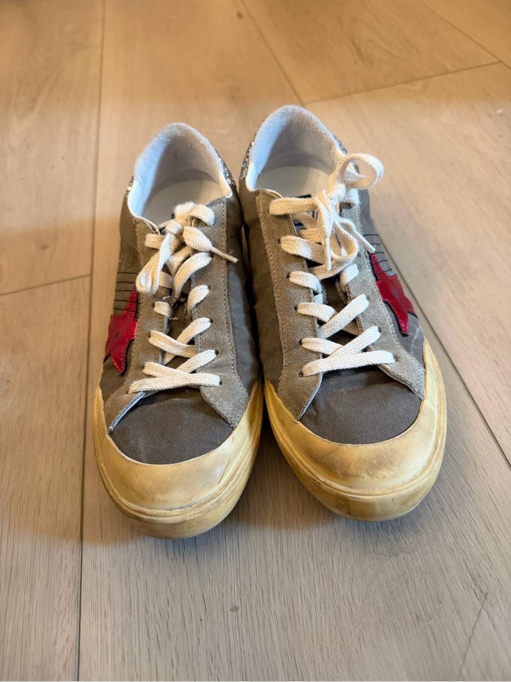 Golden Goose Super Star with Silver Glitter Heel Tab